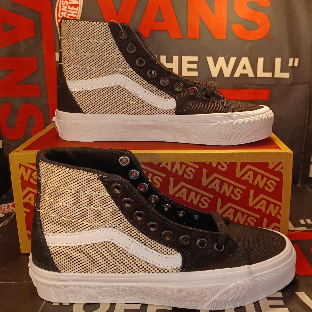 Vans Sk8 Hi Tapered 2-Toned Linen Black/True White Mens 3.5/Womens 5 VN0A4U16WRJ